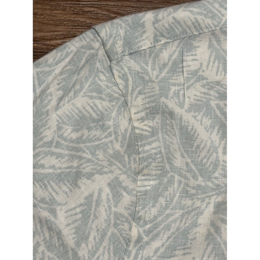 Faherty The Breeze Short Sleeve Sleeve Sky Foliage Leaves Linen Blend Shirt Sz M - Picture 5 of 10